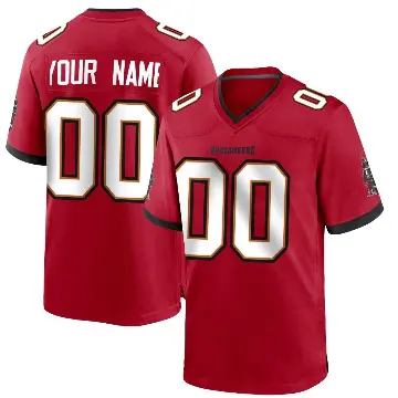 ＃00 Men's Custom Red Game Tampa Bay Buccaneers Team Color Jersey