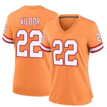 ＃22 Women's Kindle Vildor Orange Game Tampa Bay Buccaneers Throwback Jersey