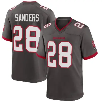 ＃28 Men's Shilo Sanders Game Tampa Bay Buccaneers Pewter Alternate Jersey