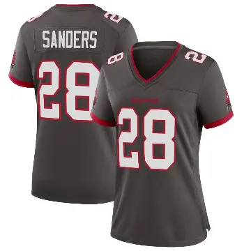＃28 Women's Shilo Sanders Game Tampa Bay Buccaneers Pewter Alternate Jersey