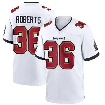 ＃36 Men's JJ Roberts White Game Tampa Bay Buccaneers Jersey