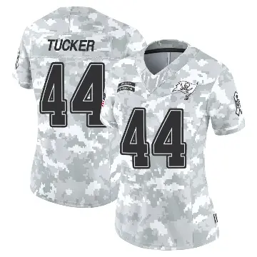 ＃44 Women's Sean Tucker Arctic Camo Limited Tampa Bay Buccaneers 2024 Salute to Service Jersey