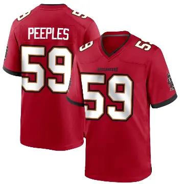 ＃59 Men's Warren Peeples Red Game Tampa Bay Buccaneers Team Color Jersey