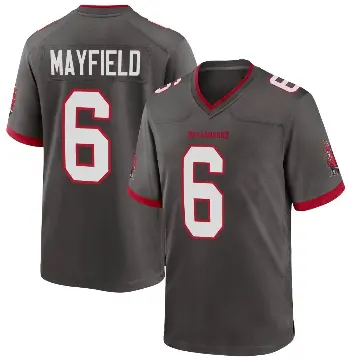 ＃6 Men's Baker Mayfield Game Tampa Bay Buccaneers Pewter Alternate Jersey