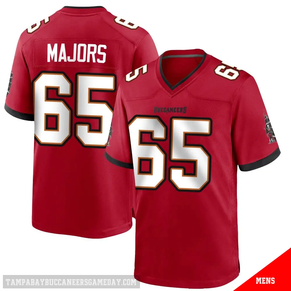 ＃65 Men's Jake Majors Red Game Tampa Bay Buccaneers Team Color Jersey