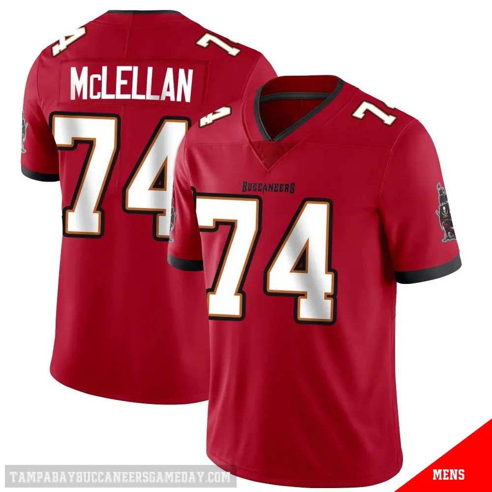 ＃74 Men's Tyler McLellan Red Limited Tampa Bay Buccaneers Team Color Vapor Untouchable Jersey