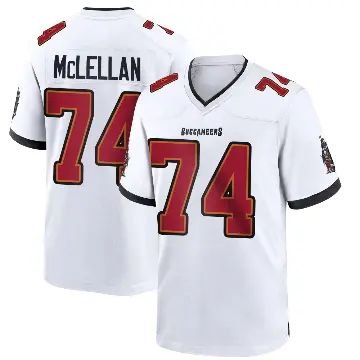 ＃74 Men's Tyler McLellan White Game Tampa Bay Buccaneers Jersey