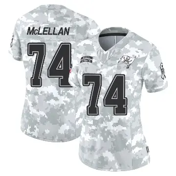 ＃74 Women's Tyler McLellan Arctic Camo Limited Tampa Bay Buccaneers 2024 Salute to Service Jersey