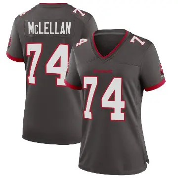 ＃74 Women's Tyler McLellan Game Tampa Bay Buccaneers Pewter Alternate Jersey