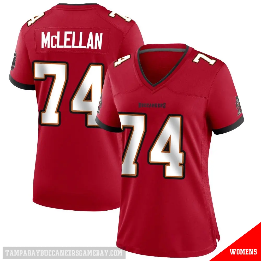 ＃74 Women's Tyler McLellan Red Game Tampa Bay Buccaneers Team Color Jersey