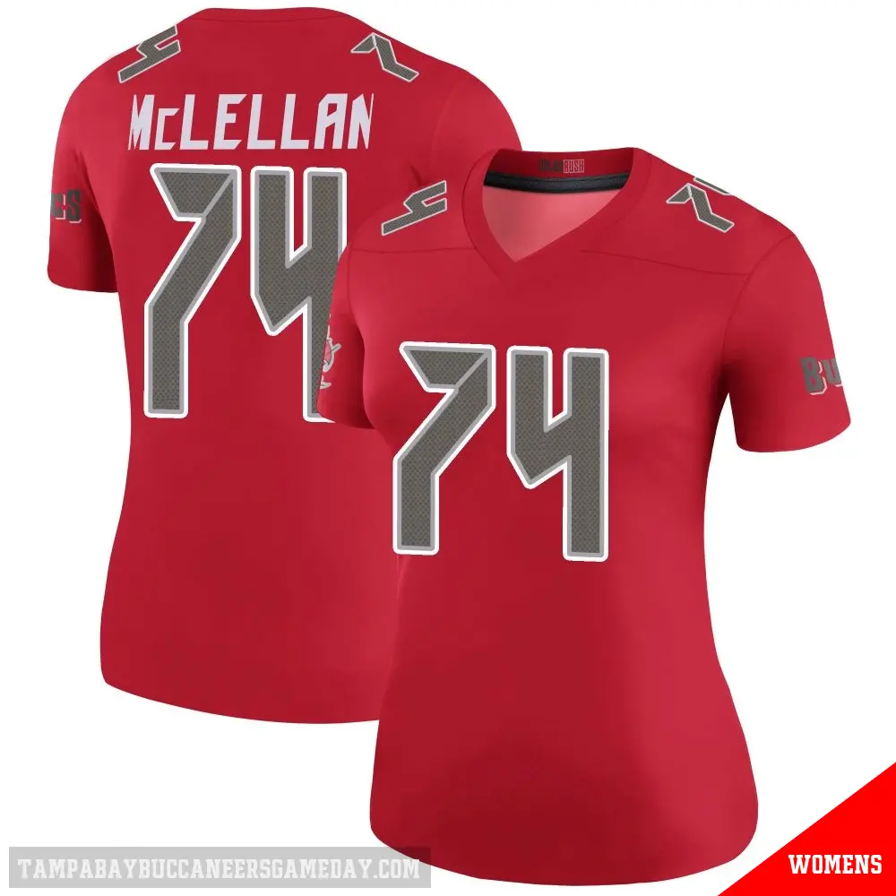 ＃74 Women's Tyler McLellan Red Legend Tampa Bay Buccaneers Color Rush Jersey