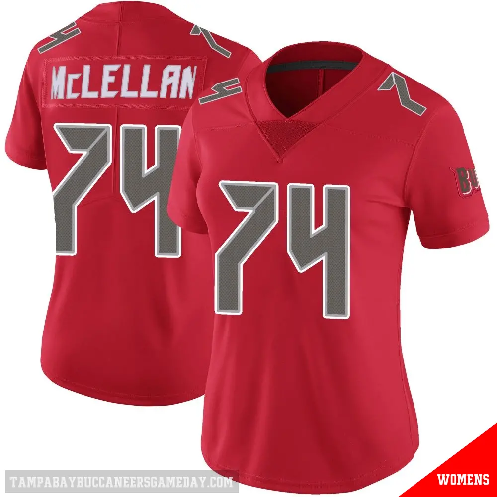 ＃74 Women's Tyler McLellan Red Limited Tampa Bay Buccaneers Color Rush Jersey