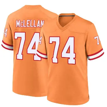 ＃74 Youth Tyler McLellan Orange Game Tampa Bay Buccaneers Throwback Jersey