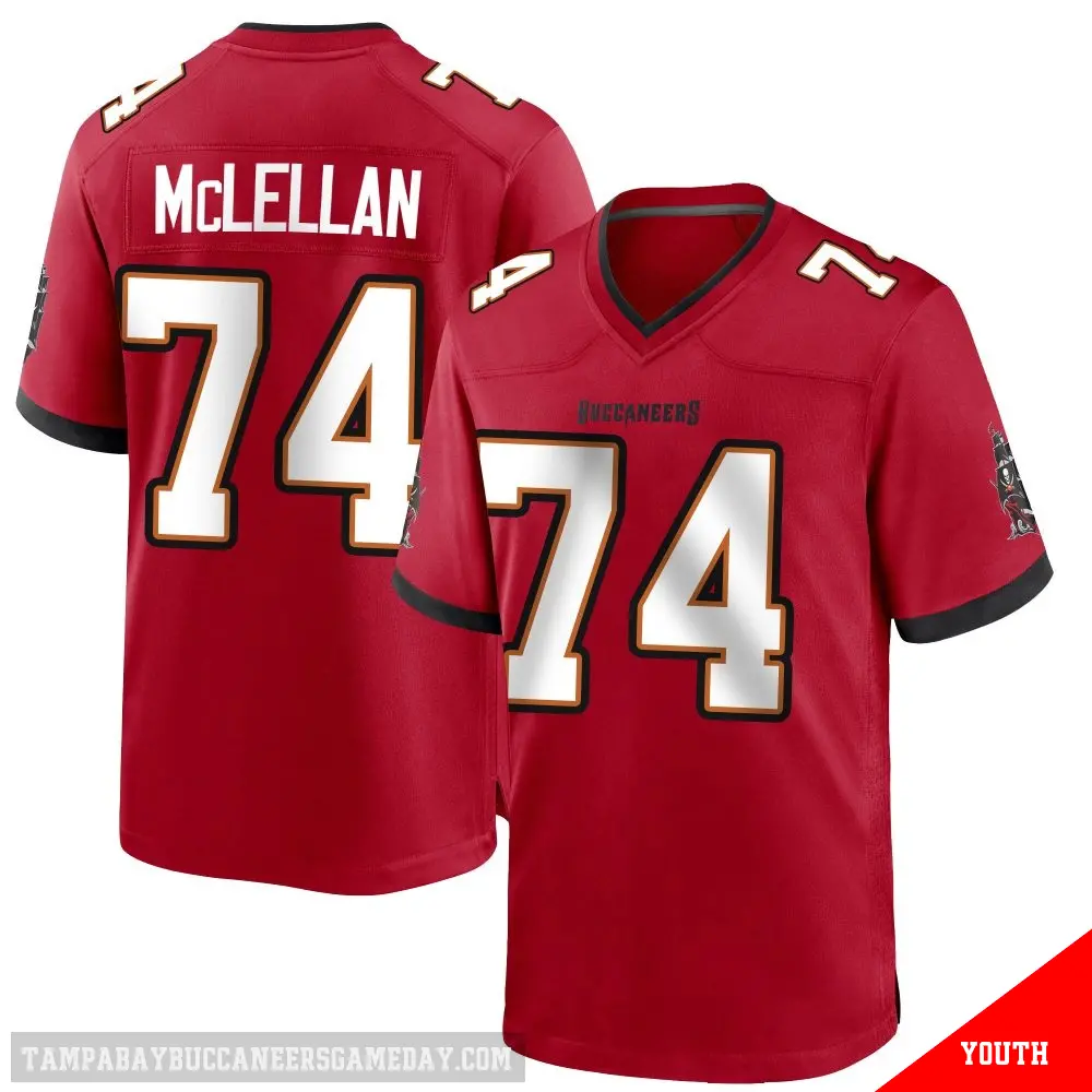 ＃74 Youth Tyler McLellan Red Game Tampa Bay Buccaneers Team Color Jersey