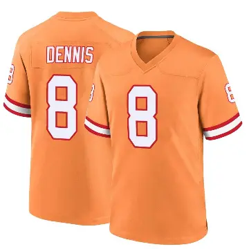 ＃8 Men's SirVocea Dennis Orange Game Tampa Bay Buccaneers Throwback Jersey