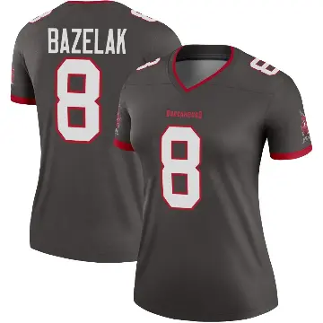 ＃8 Women's Connor Bazelak Legend Tampa Bay Buccaneers Pewter Alternate Jersey