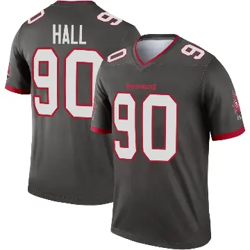 ＃90 Men's Logan Hall Legend Tampa Bay Buccaneers Pewter Alternate Jersey