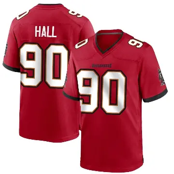 ＃90 Men's Logan Hall Red Game Tampa Bay Buccaneers Team Color Jersey