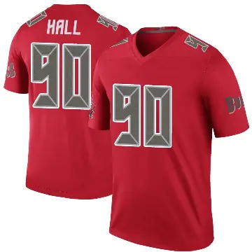 ＃90 Men's Logan Hall Red Legend Tampa Bay Buccaneers Color Rush Jersey