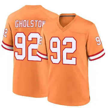 ＃92 Youth William Gholston Orange Game Tampa Bay Buccaneers Throwback Jersey