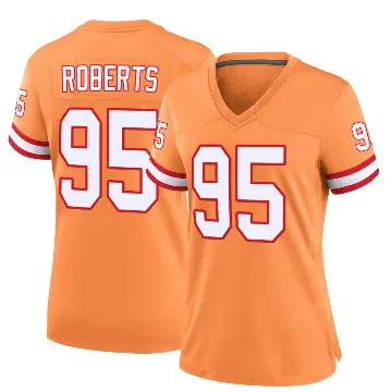 ＃95 Women's Elijah Roberts Orange Game Tampa Bay Buccaneers Throwback Jersey