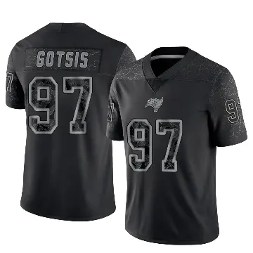 ＃97 Men's Adam Gotsis Black Limited Tampa Bay Buccaneers Reflective Jersey