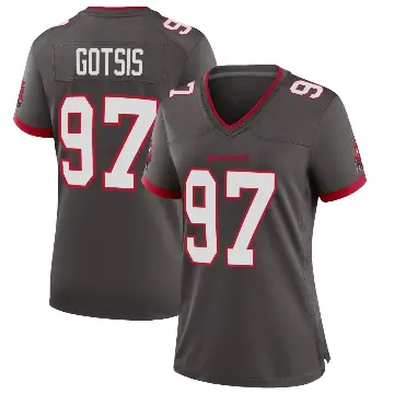 ＃97 Women's Adam Gotsis Game Tampa Bay Buccaneers Pewter Alternate Jersey